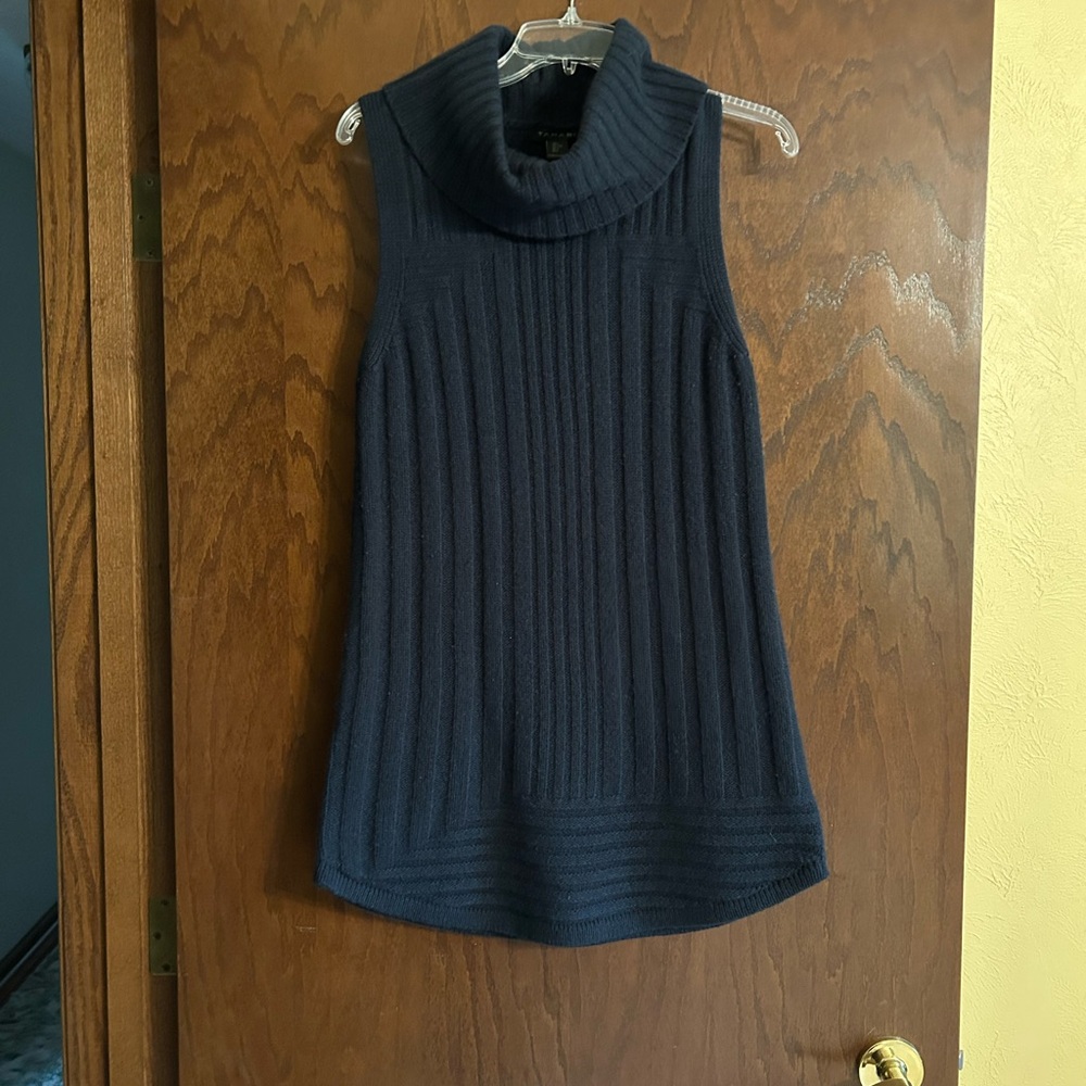 Tahari Forest Green Sleeveless Cowl Neck Sweater
